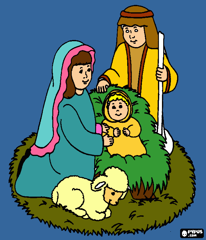 jesus y su familia para colorear