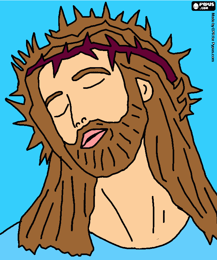 Jesús con Corona de espinas para colorear