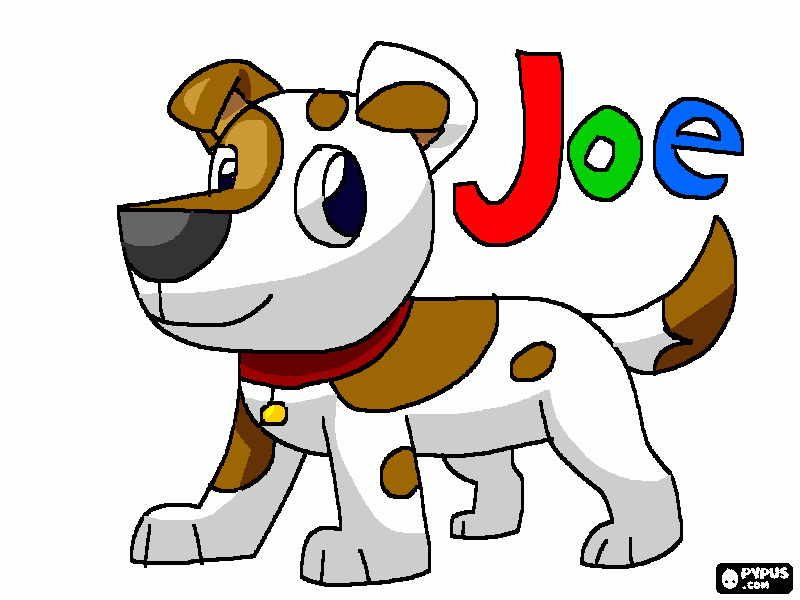 Joe, El perro de Diverland y la mascota de Frank. para colorear