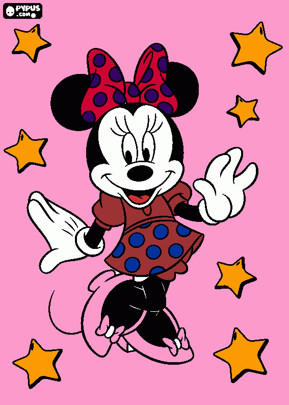 Juana pintando Minnie Mouse para colorear