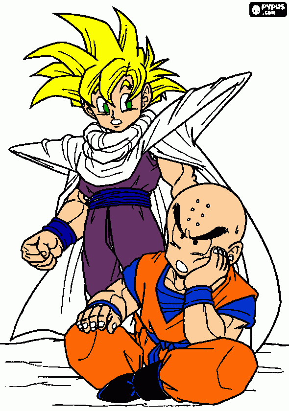 krilin y gohan para colorear