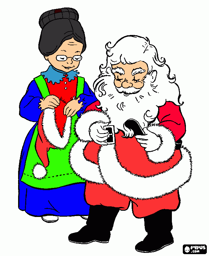 la abuela con papa noel para colorear