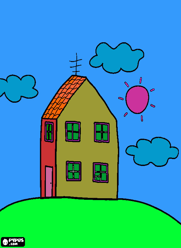 la casita de pepe pig para colorear