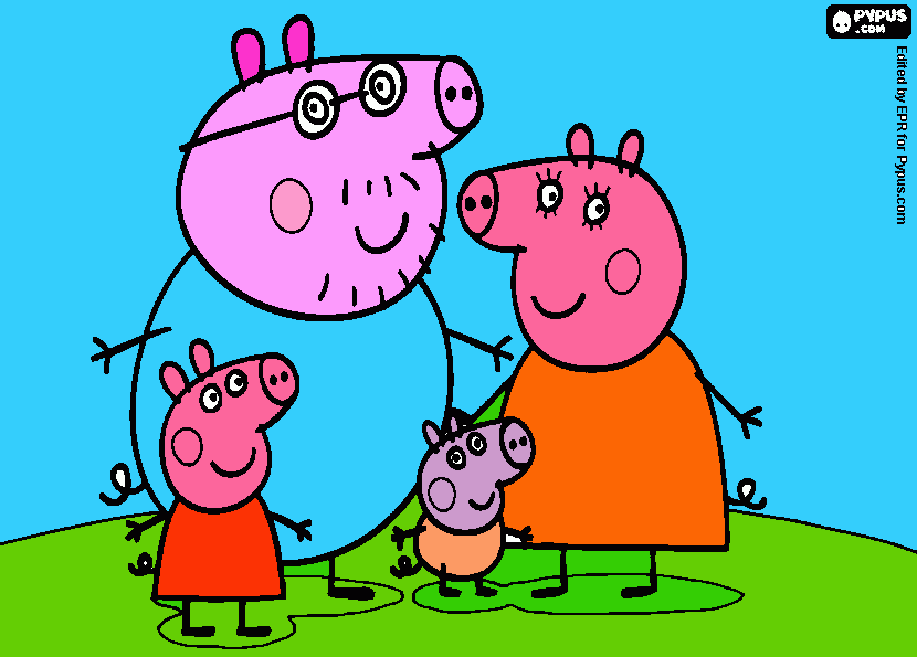 la familia del papá cerdito para colorear