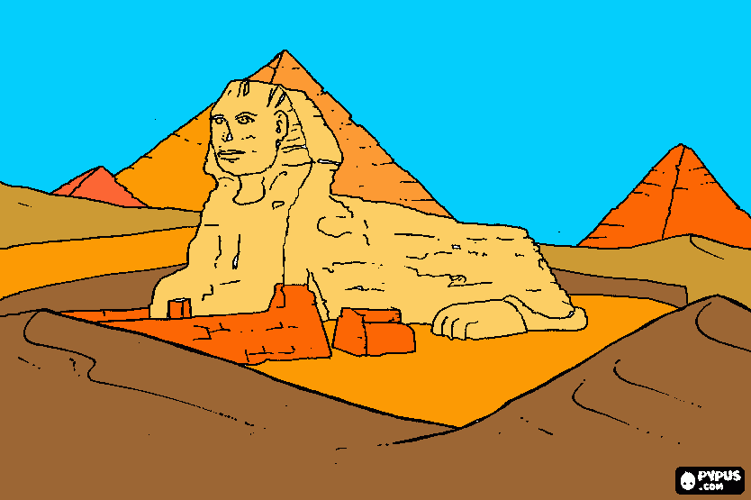 la gran esfinge de Giza y pirámides  para colorear