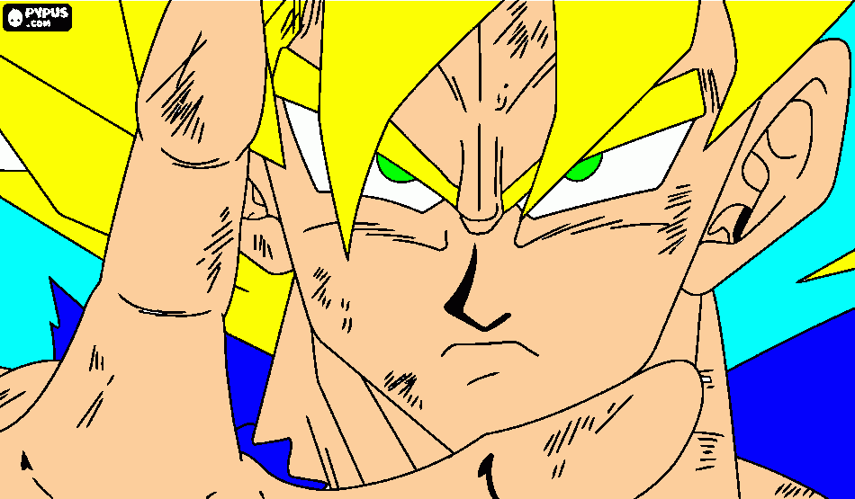 La mirada penetrable de Goku para colorear