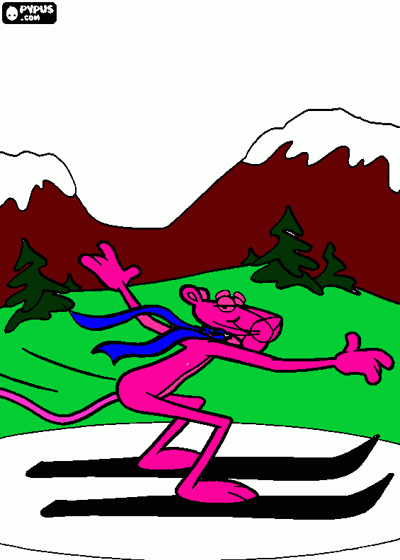 LA PANTERA ROSA EN LA NIEVE!!!!! para colorear