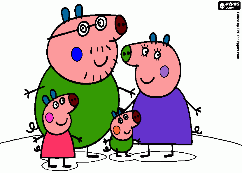 la Pepa y su familia para colorear
