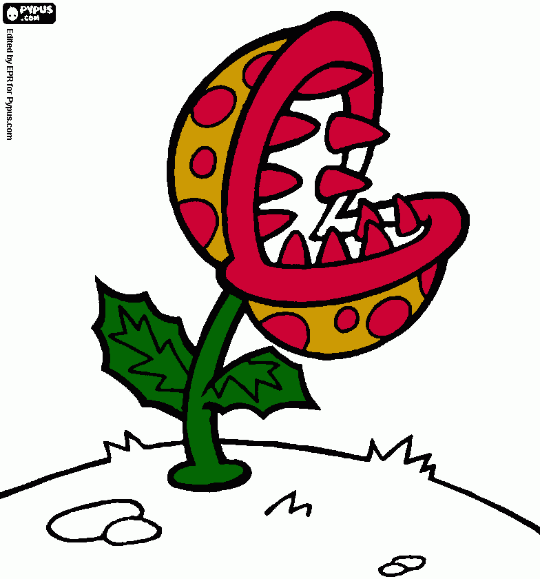 la planta comelona de mario para colorear