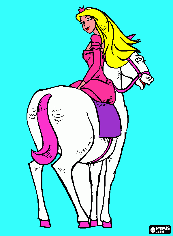 LA PRINCESA Y SU PONI para colorear