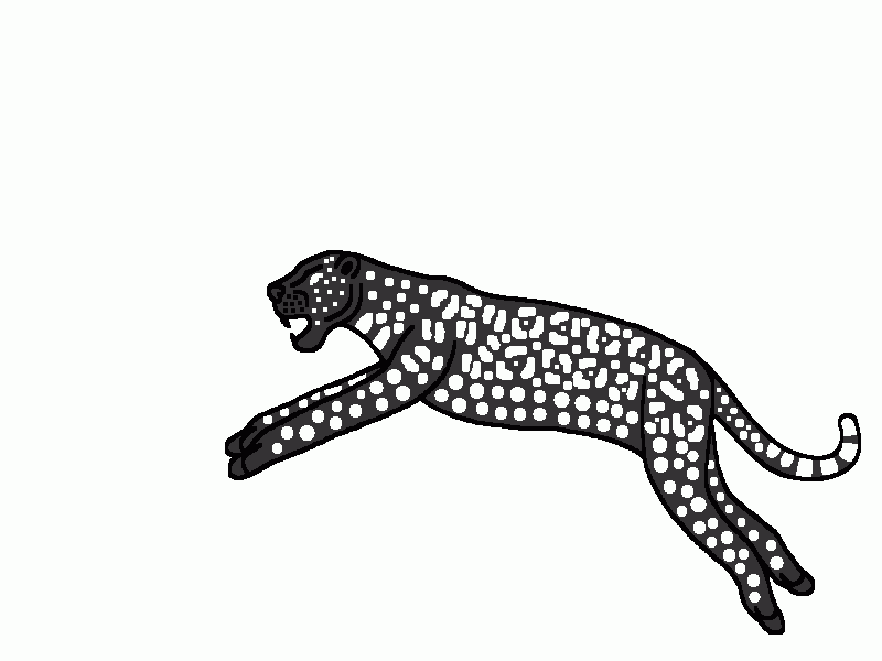 la silueta de jaguar saltando para colorear