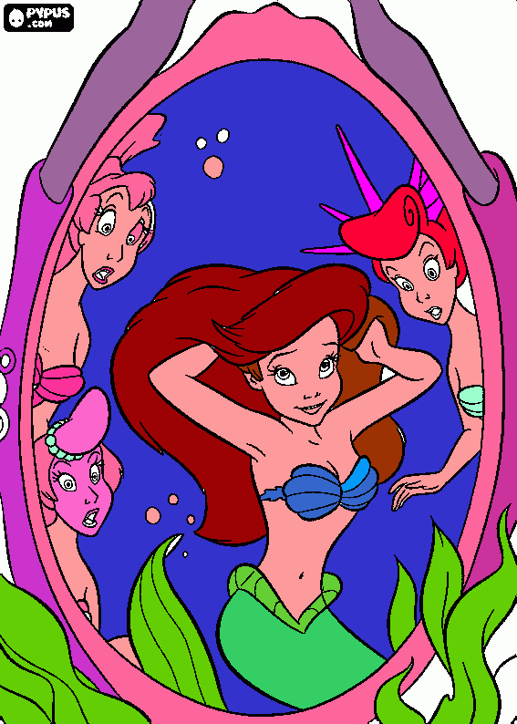 la sirenita ariel y sus hermanas para colorear