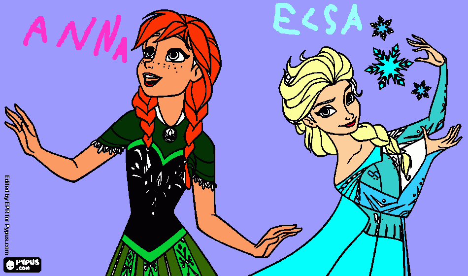 Las hermanas Anna y Elsa para colorear