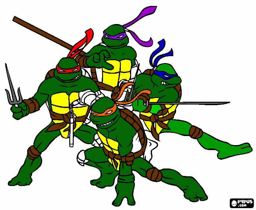 Las  tortugas  ninja para colorear