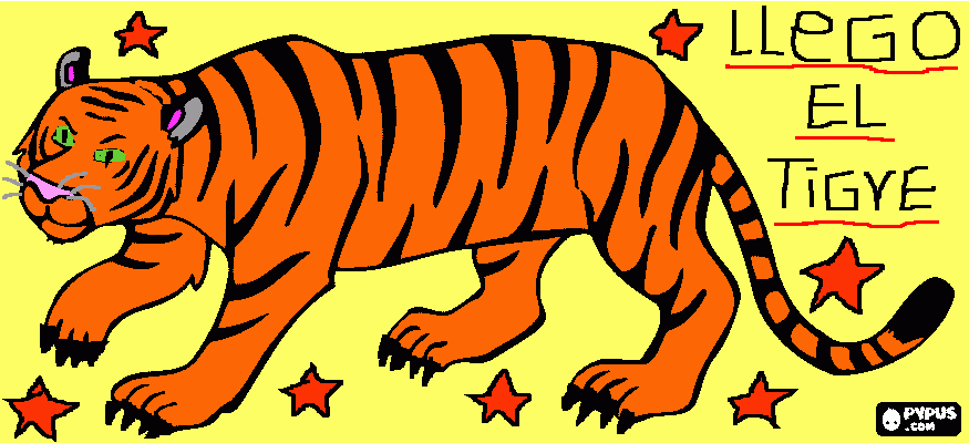 llego el tigre  para colorear