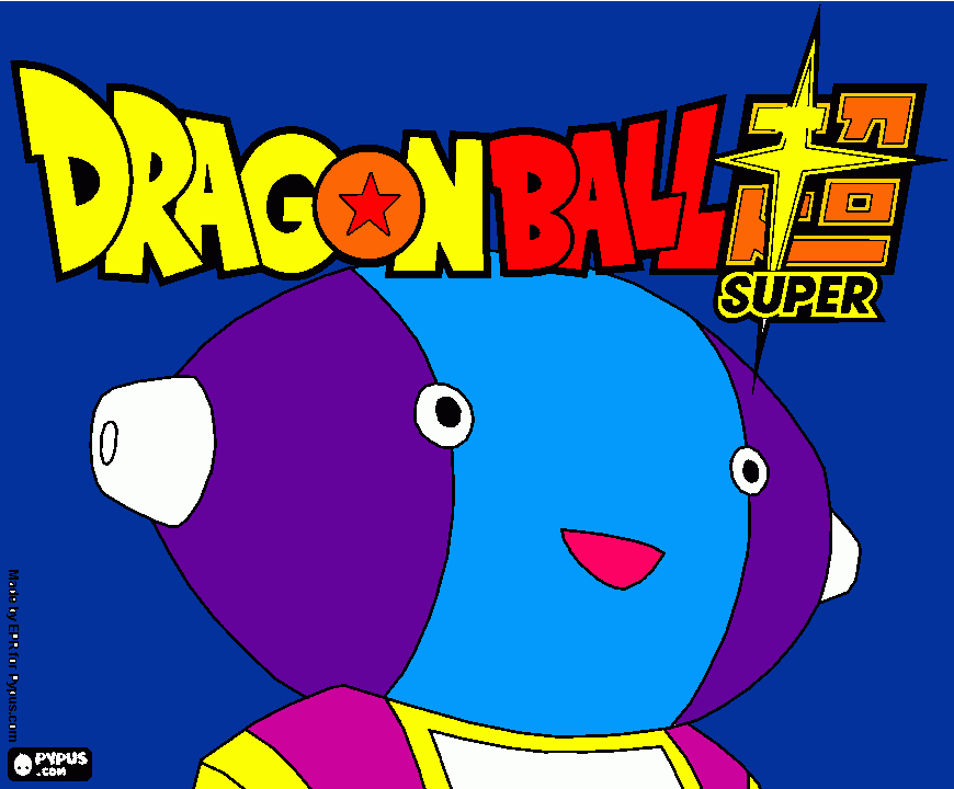 logo de dragon ball super con un dibujo de zen-o-zama para colorear