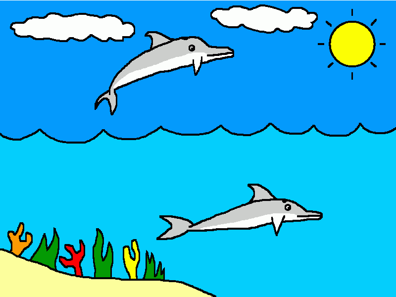 los 2 delfines nariz de botella para colorear