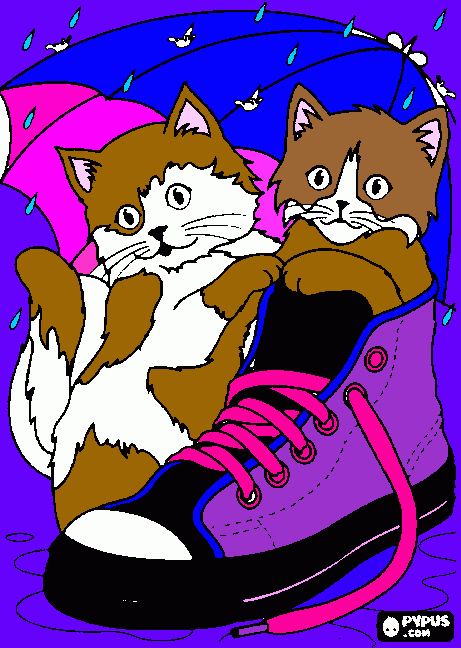 Los gatitos enamorados para colorear