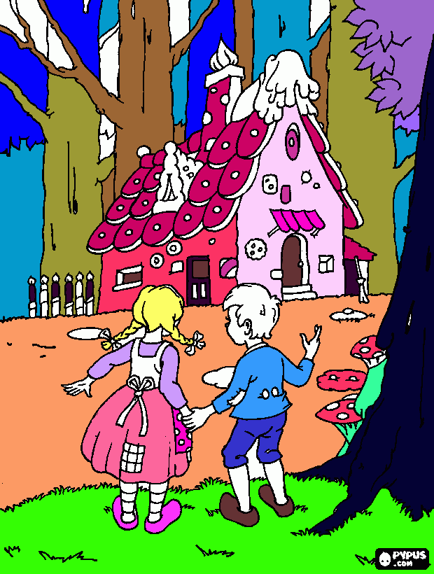 los niños en el bosque para colorear