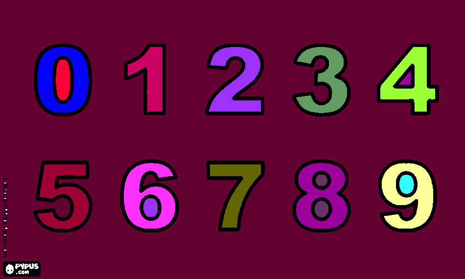 los numeros del 0-9 para colorear