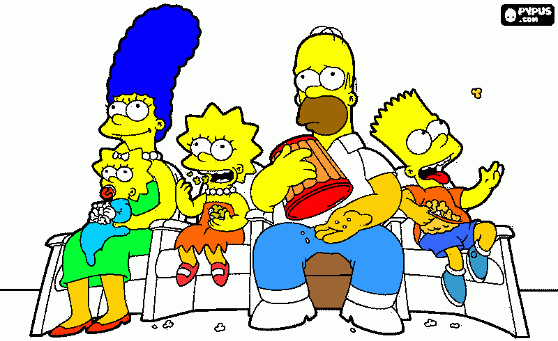  los  simson   comiendo palomas de  maiz para colorear