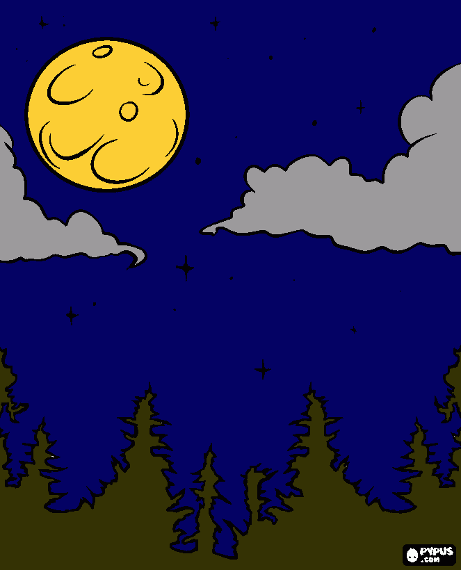 luna nocturna para colorear