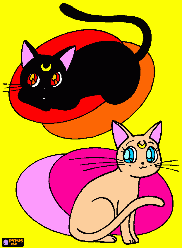 Luna y Artemis. para colorear