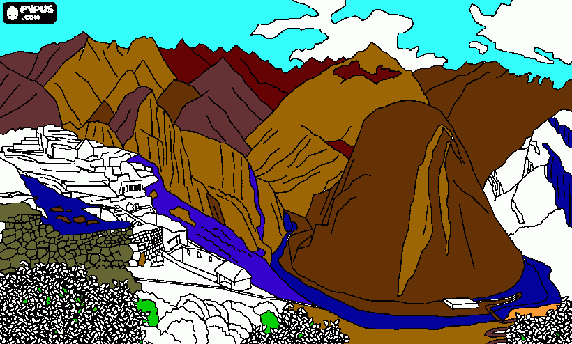 machu pichu para colorear