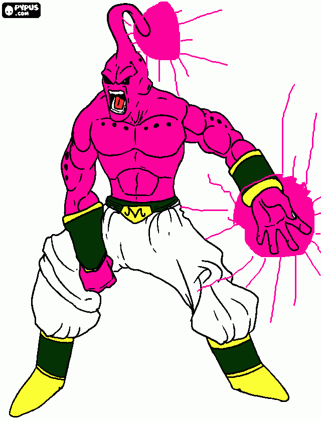 majin boo atacando para colorear