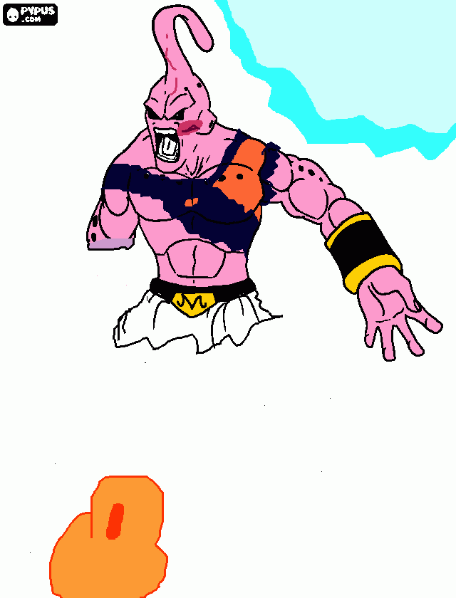 majin boo herido gravemente vs super genkidam y final flash para colorear