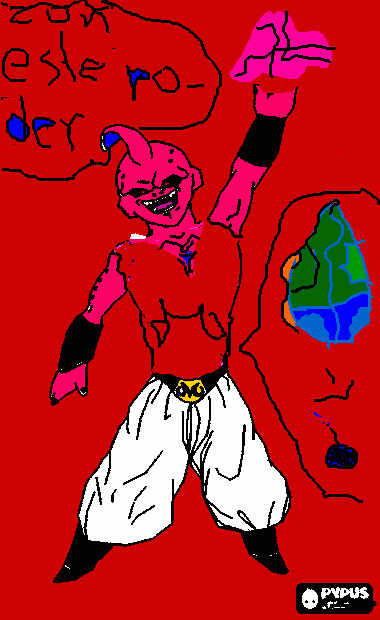 majin boo intentando destruir la tierra para colorear