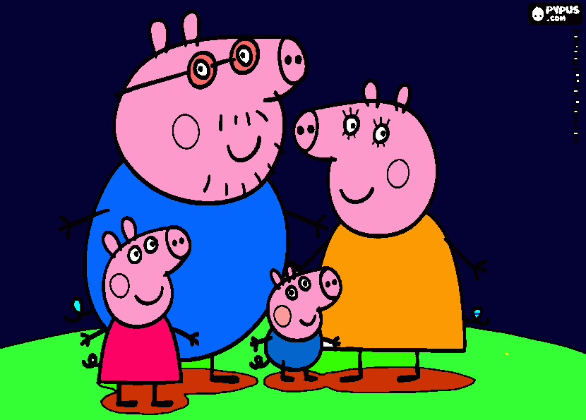 mama, peppa,georgey papa para colorear