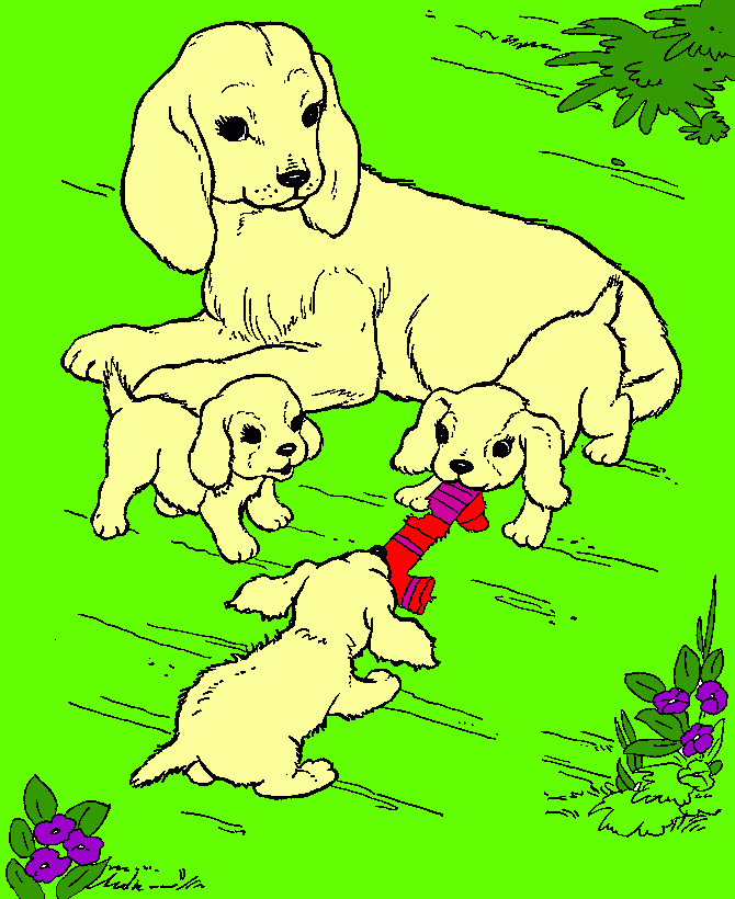 mama y sus cachorros para colorear