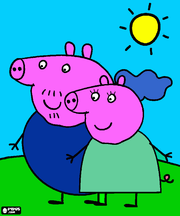 mamá y papá cerdito para colorear