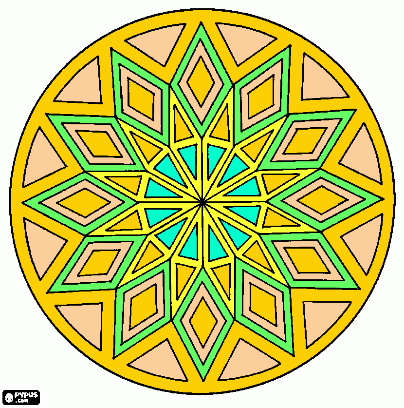 Mandala Amarillo Fosforescente  para colorear