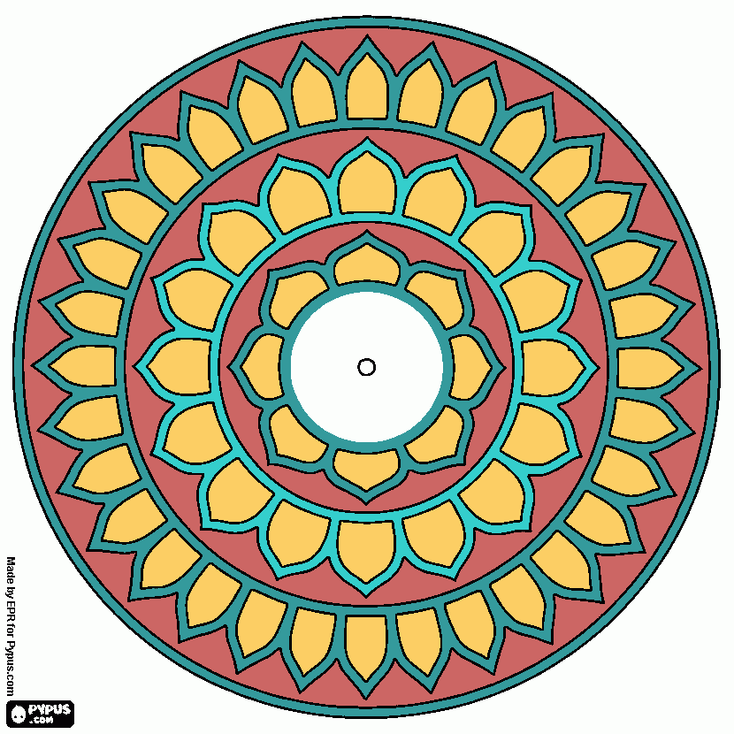 Mandala azul con amarillo  para colorear