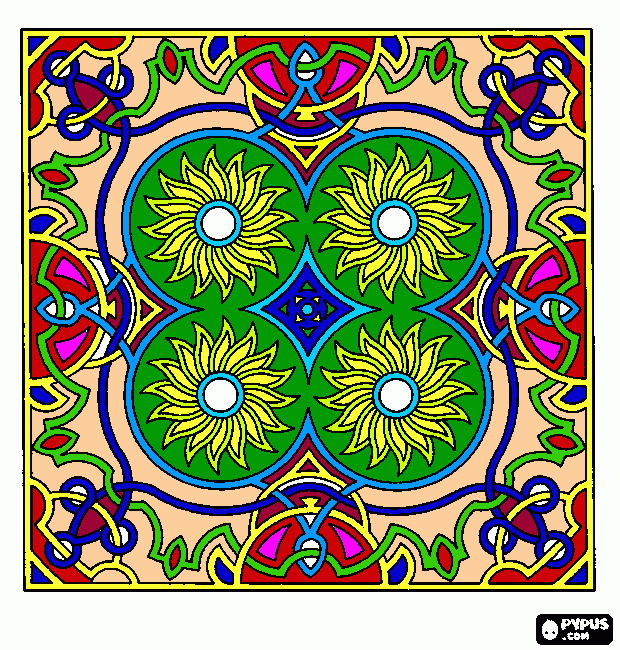 mandala azulejo para colorear