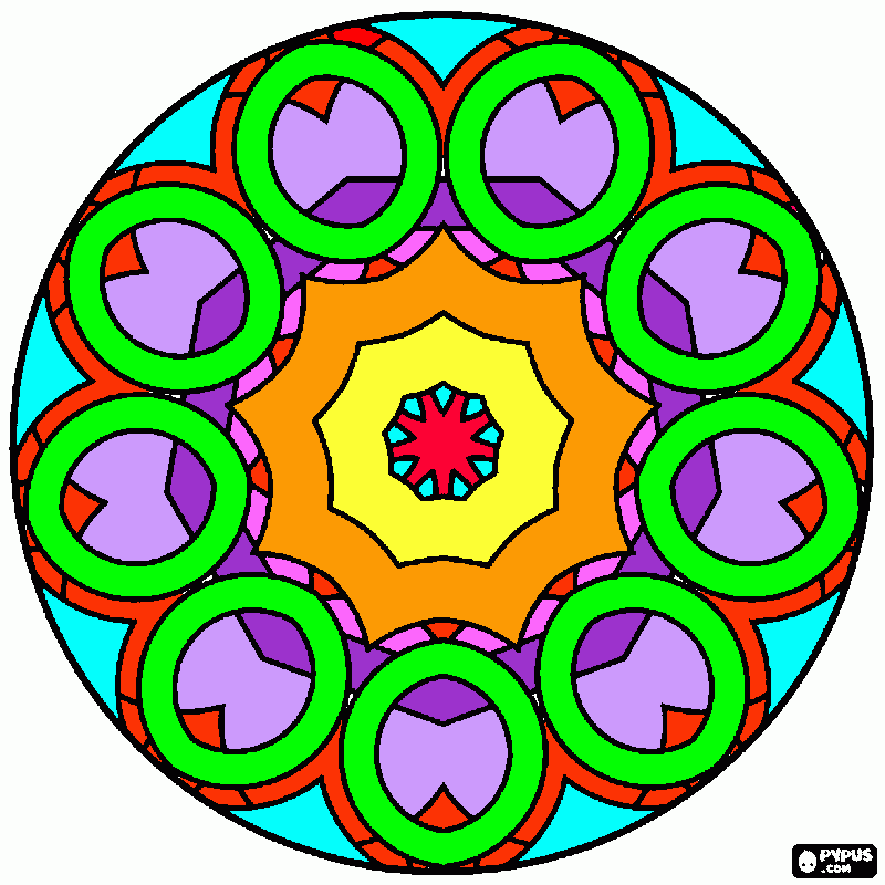 Mandala de amor con color para colorear