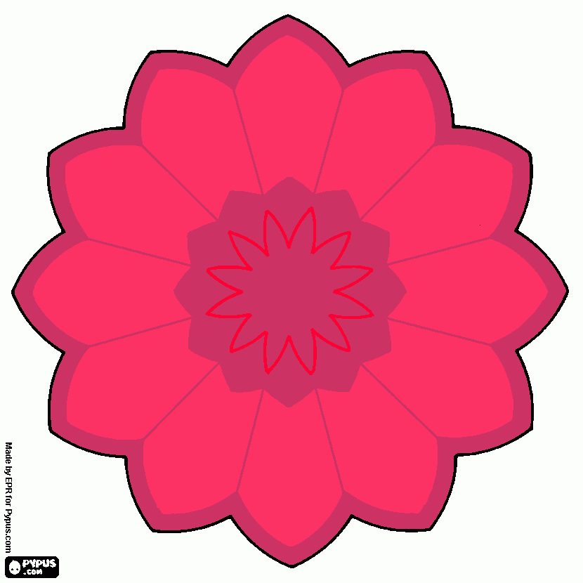 Mandala de flor rosa  para colorear