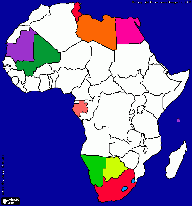 mapa africano para colorear