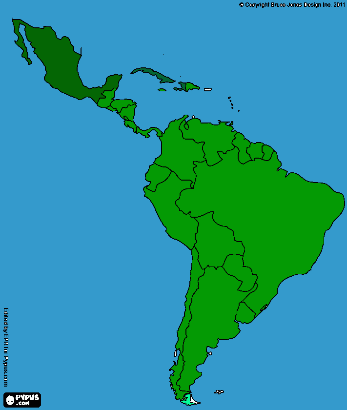 mapa america latina para colorear