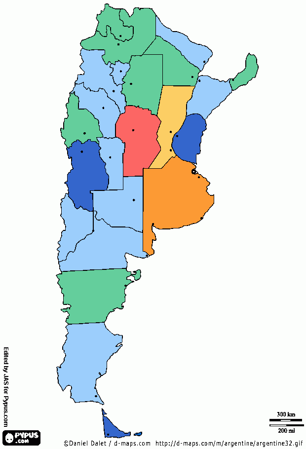 Mapa Argentina para colorear