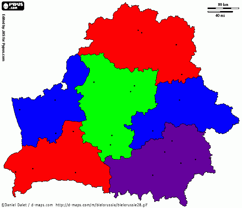 MAPA BIELORRUSIA para colorear