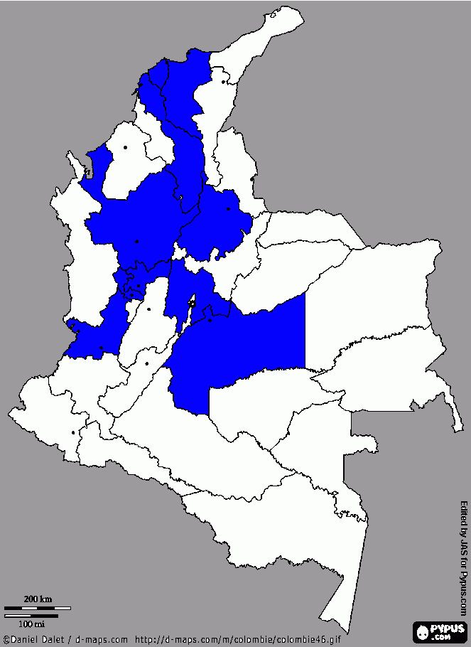 Mapa Cafam para colorear