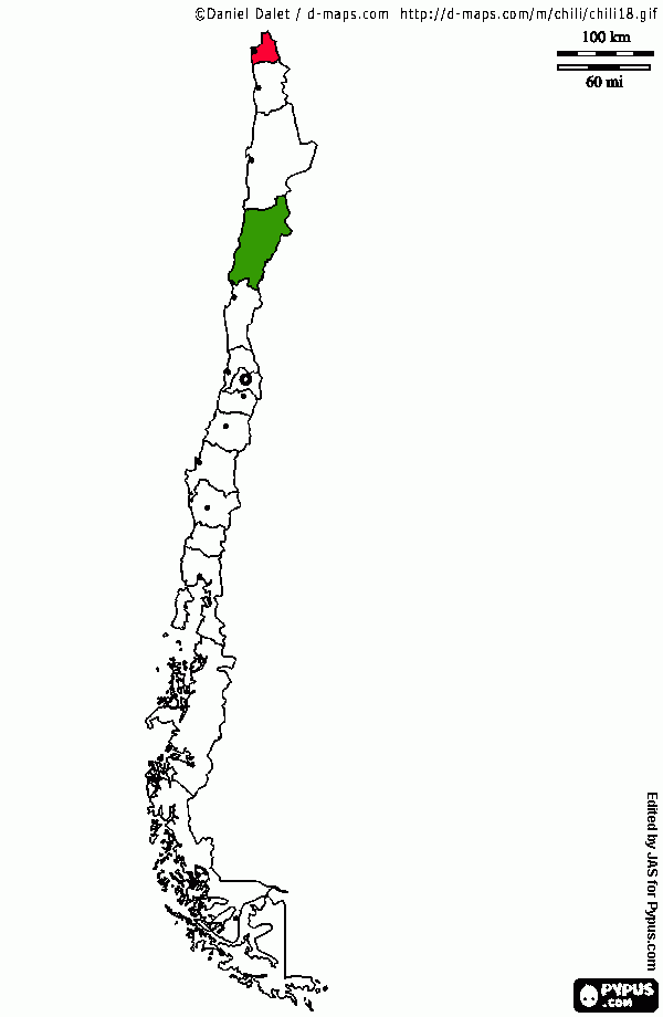 mapa chile para colorear para colorear