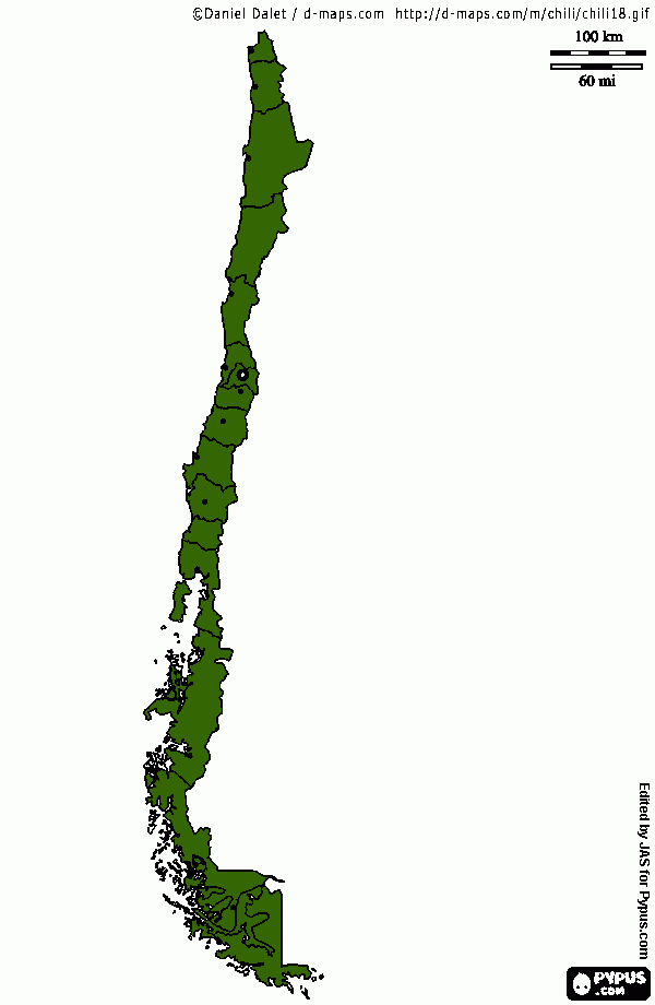 mapa chile  para colorear