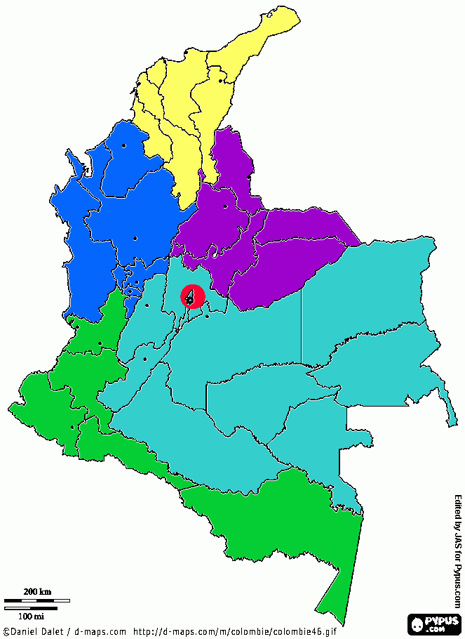 MAPA COLOMBIA NUEVA ZONA para colorear