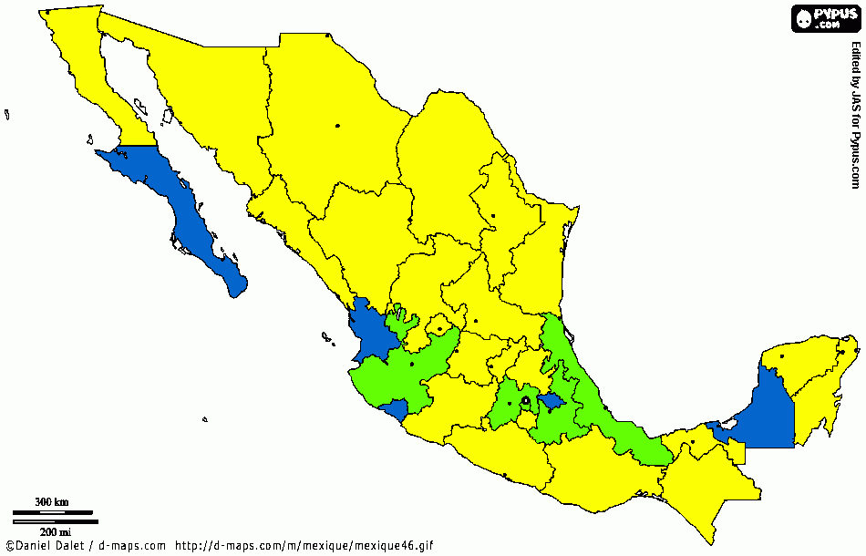 Mapa con Mayor Poblacion de Mexico para colorear