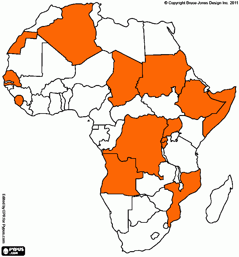 mapa de africa para colorear