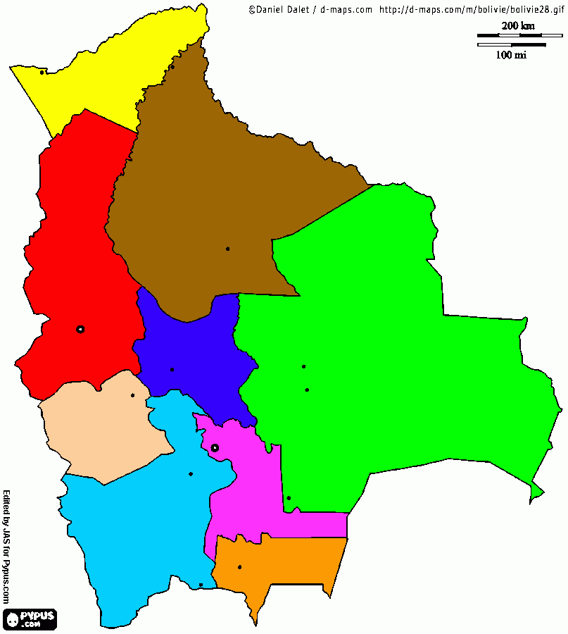 Mapa De Bolivia Para Colorear, Mapa De Bolivia Para Imprimir